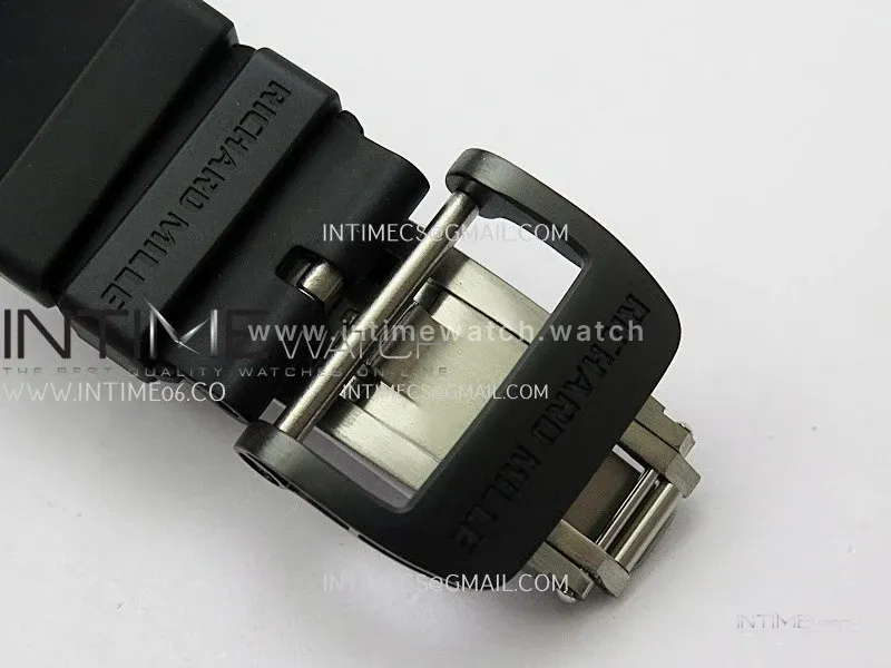RM055 Black Crown White Inner Black/White Ceramic ZF 1:1 Best Edition Skeleton Dial On Black Rubber Strap RMUL2 Super Clone