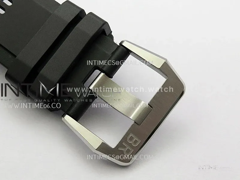 BR03 GMT Compass Blue/Black Bezel SS B12 Black Dial 42mm On Black Perforated Rubber Strap A2836 (Free Nylon Strap)