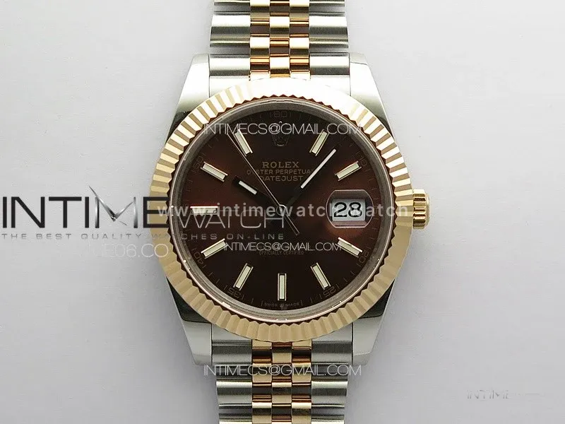 DateJust 41 126331 904L SS/RG GMF 1:1 Best Edition Brown Dial Sticks Markers On Jubilee Bracelet VR3235