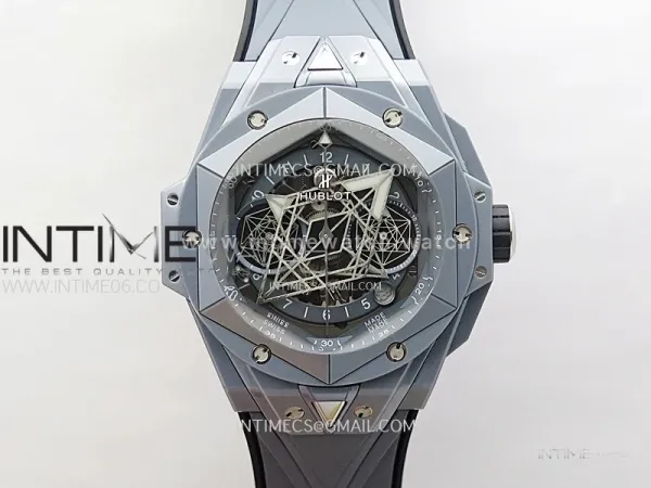 Big Bang Sang Bleu II Gray Ceramic BBF Best Edition on Gray Rubber Strap A1240