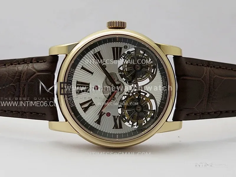 Hommage RG YSF Silver Dial On Black Croco Leather Strap Double Tourbillon