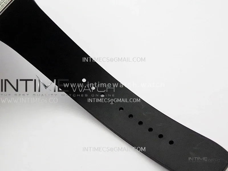RM07 Paved Snowflake Cut Diamonds SS ZF Best Edition Black MOP Diamond Skeleton Dial On Black Rubber Strap Asian CRMA2 Clone