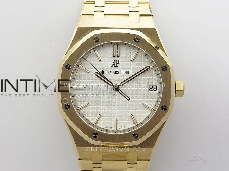 Royal Oak 41mm 15500 RG ZF 1:1 Best Edition White Textured Dial on RG Bracelet A4302