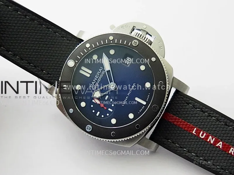 PAM1565 Luna Rossa Submersible 42mm VSF 1:1 Best Edition Blue Dial On Blue Fabric Strap P900