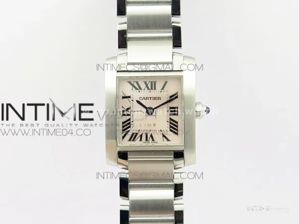 Tank Francaise Ladies 25mm SS 8848F 1:1 Best Edition White Dial on SS Bracelet Ronda Quartz