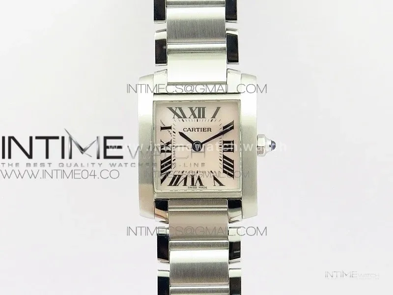 Tank Francaise Ladies 25mm SS 8848F 1:1 Best Edition White Dial on SS Bracelet Ronda Quartz