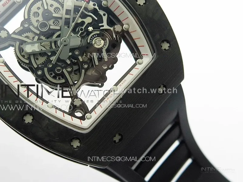 RM055 Forged Carbon Case KUF Best Edition Red Crown on Black Rubber Strap MIYOTA8215