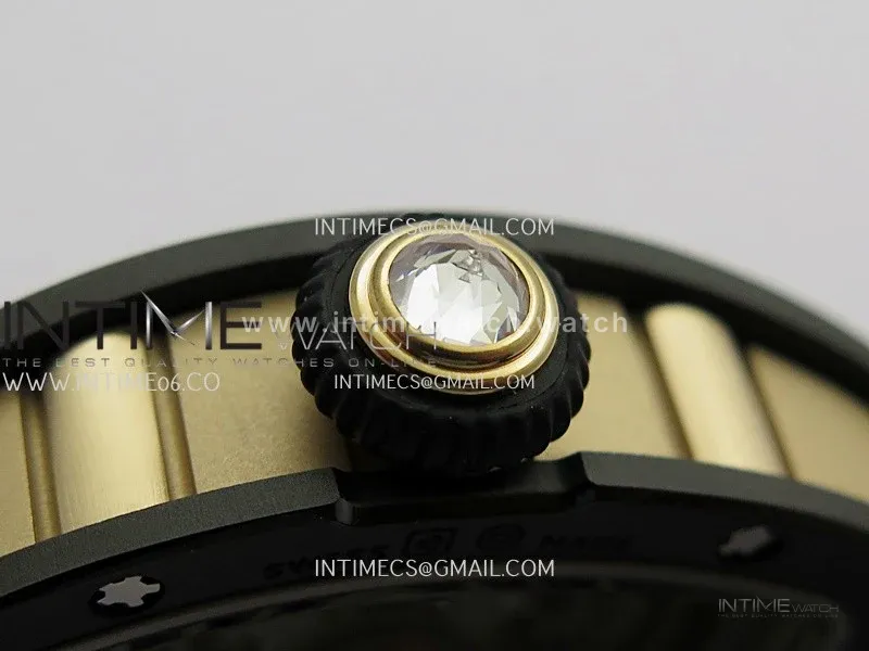 RM07 Real Black Ceramic Diamond Bezel YG ZF Best Edition Black MOP Diamond Skeleton Dial On Black Rubber Strap Asian CRMA2 Clone