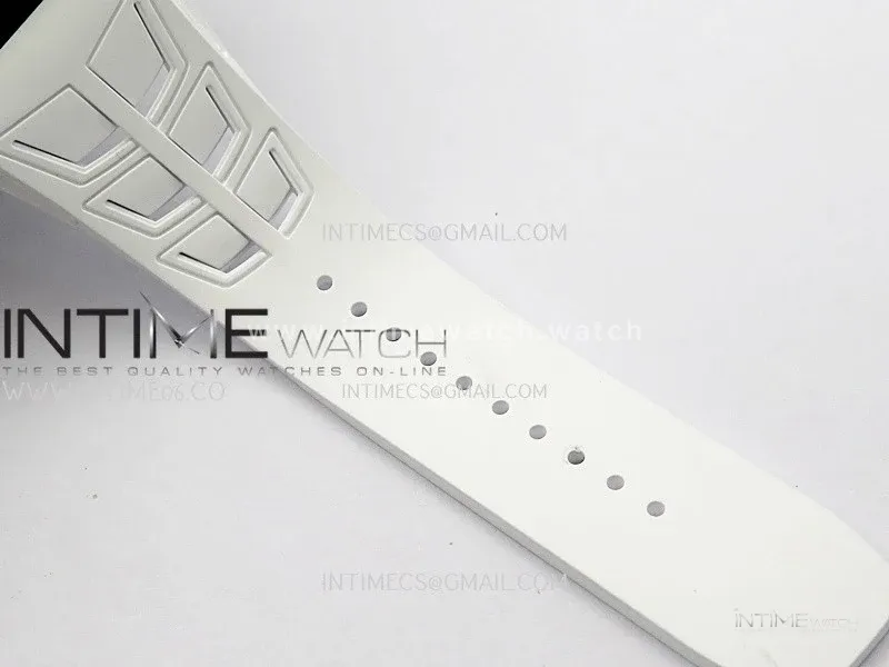 RM055 Blue Inner Bezel White Crown NTPT ZF 1:1 Best Edition Skeleton On White Shark Rubber Strap RMUL2 Super Clone