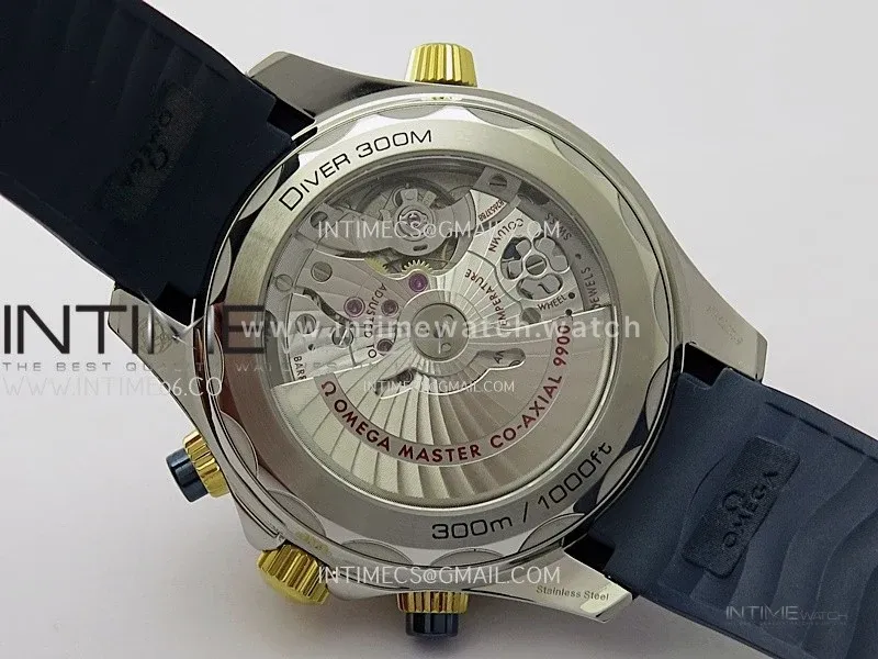 Seamaster 300M Chrono Blue Ceramic Bezel SS/YG N1F 1:1 Best Edition Blue Dial on Blue Rubber Strap A9900