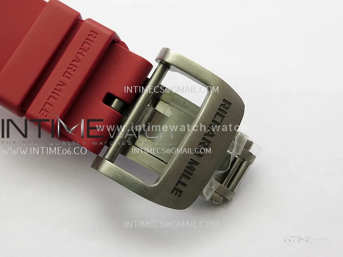 RM055 Black NTPT Black Inner Bezel GTF Best Skeleton Dial Red Rubber Strap RMUL2 Super Clone (Free Sprung)
