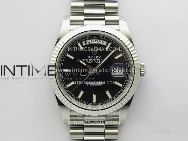 Day Date 228239 40mm 904L SS VSF 1:1 Best Edition Black Dial Stick Marker On SS President Bracelet DD3255