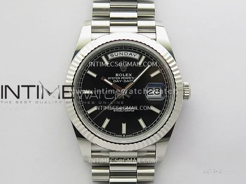Day Date 228239 40mm 904L SS VSF 1:1 Best Edition Black Dial Stick Marker On SS President Bracelet DD3255