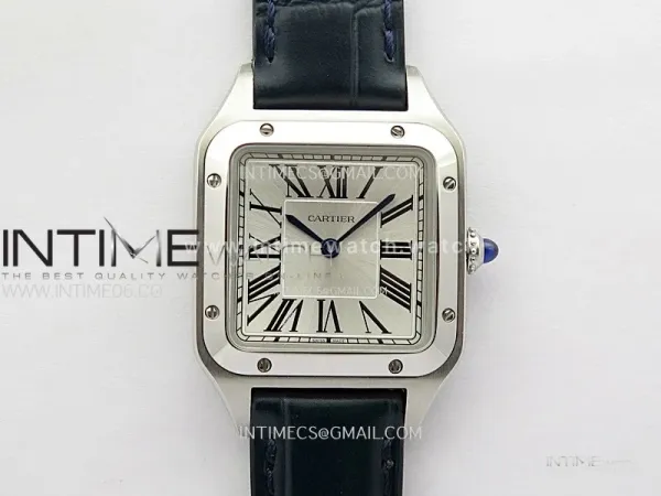 Santos Dumont 38mm SS F1F Best Edition Silver Dial on Blue Leather Strap Quartz