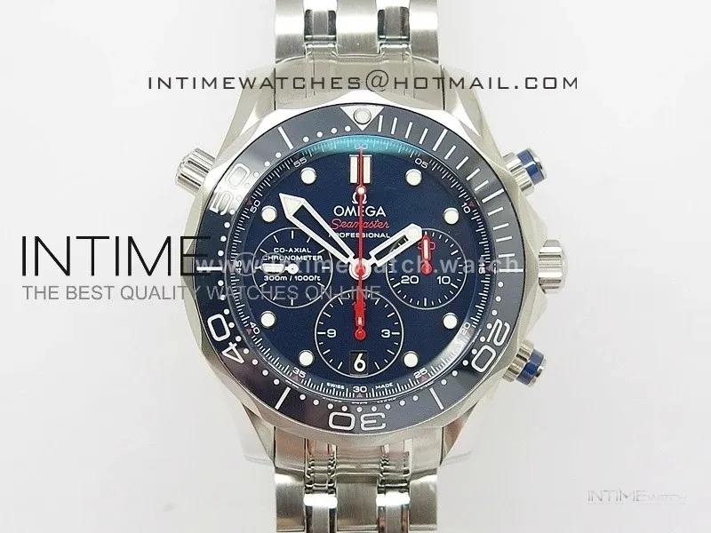 Seamaster 300m Diver SS Blue Dial Blue Bezel on SS Bracelet A7750