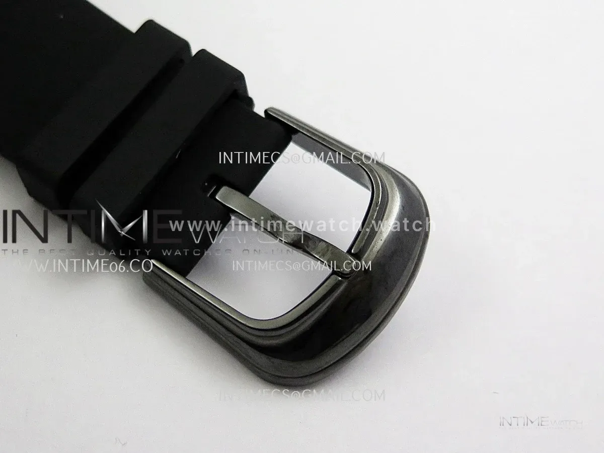 Crazy Hours Real Jumping Hour White PVD ABF Black Dial On Black Rubber Strap A23J