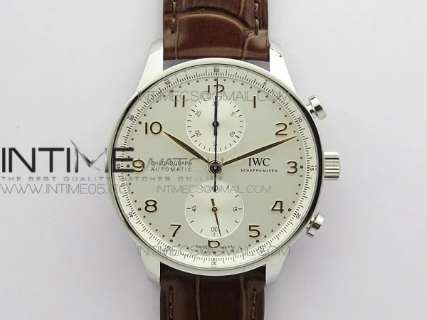 Portuguese IW371604 ZF V3 1:1 Best Edition SS White Dial RG Markers on Brown Leather Strap A96355