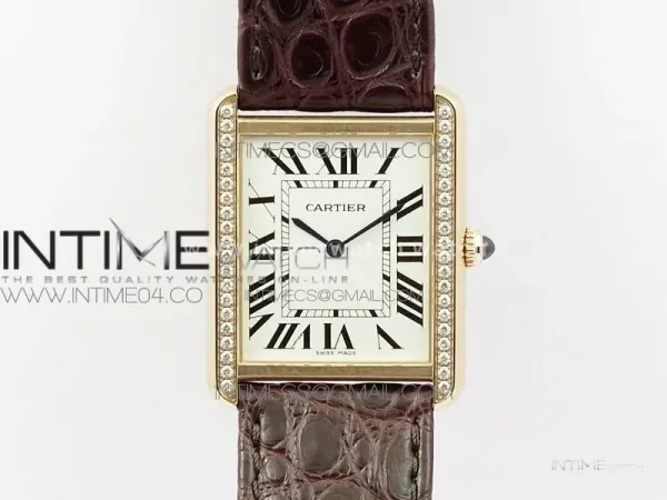 Tank Solo Ladies 28mm Dia Bezel RG AF 1:1 Best Edition White Dial on Brown Leather Strap Ronda Quartz