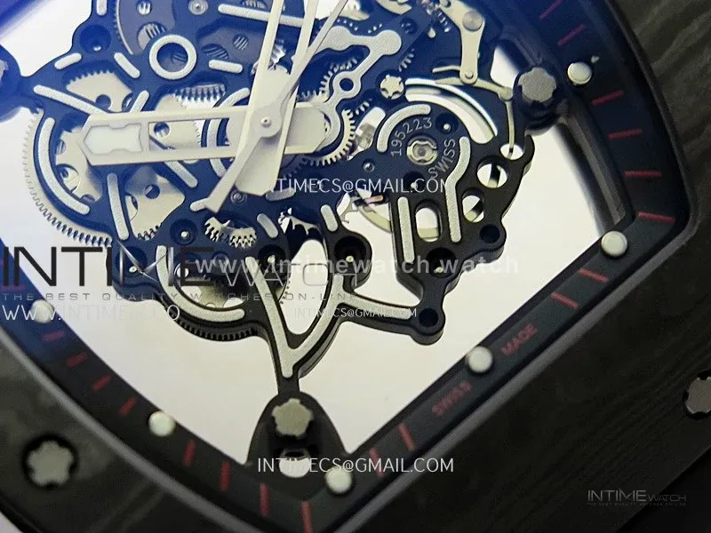 RM055 Black inner Bezel Black Crown NTPT/Ti ZF 1:1 Best Edition on Black Rubber Strap RMUL2 Super Clone