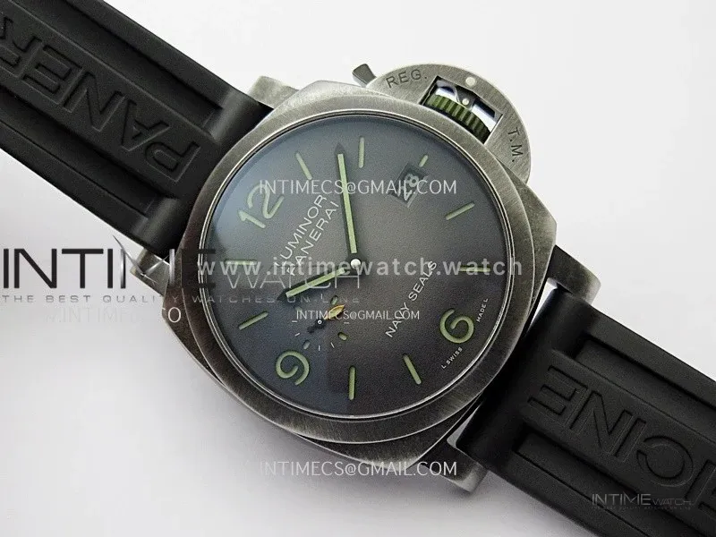 PAM1412 Z Satin-polished steel VSF 1:1 Best Edition Green Shaed Dial on Black Rubber Strap Asian P9010 super clone