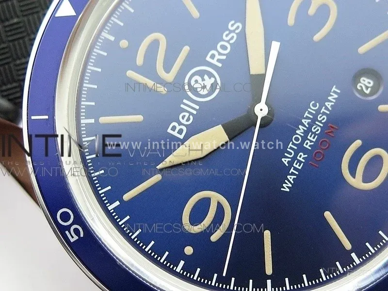 Vintage BR123 SS Blue Dial Blue Bezel on Black Rubber Strap MIYOTA 9015