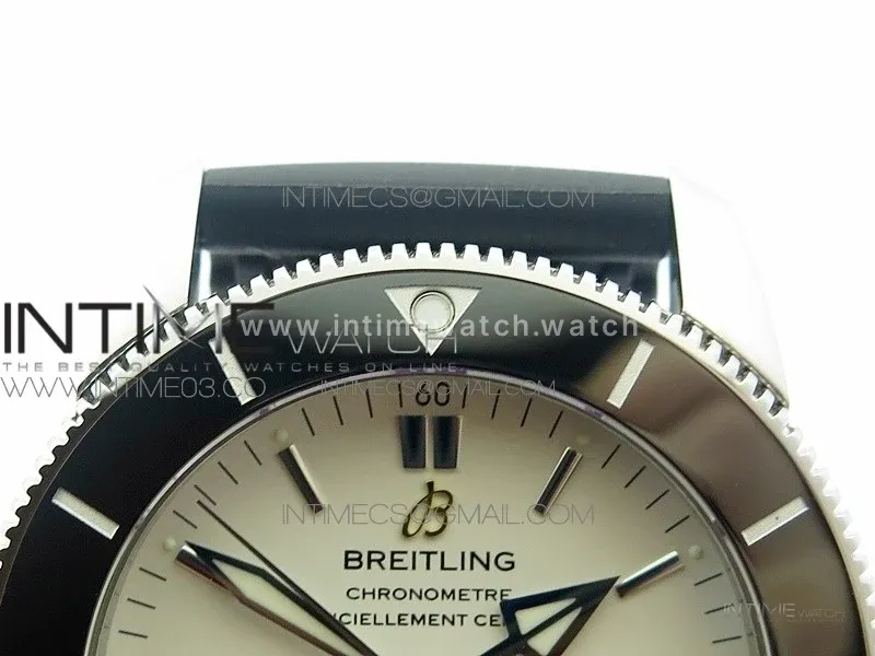 SuperOcean 42mm AB2010 SS GF 1:1 Best Edition White Dial Black Ceramic Bezel on Black Rubber strap A2824