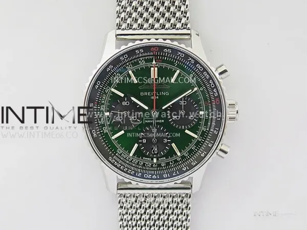 Navitimer B01 43mm SS B50 Best Edition Green Dial On SS Bracelet A7750