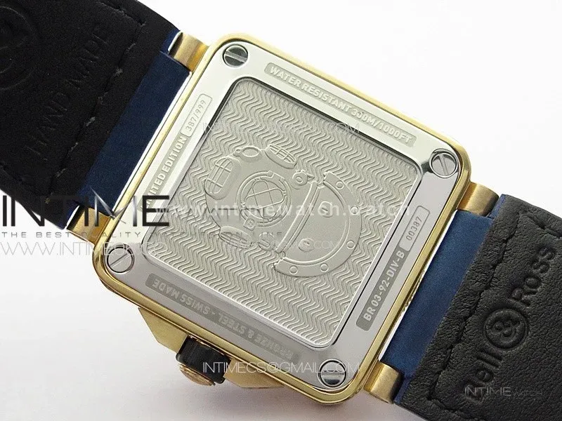 BR 03-92 Diver Bronze B12 1:1 Best Edition Blue Dial on Blue Leather Strap A2824 (Free Rubber Strap)