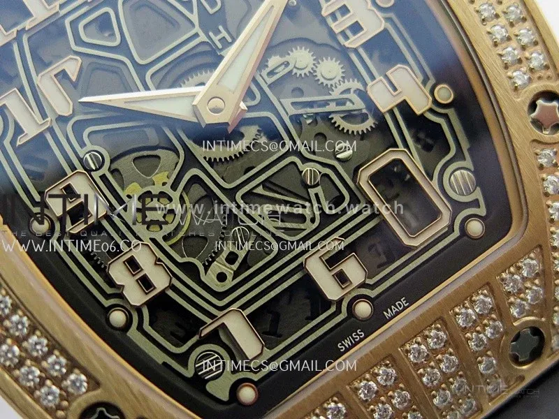 Mille Studio RM67-01 Real Power Reserve RG Black Skeleton Dial On Black Rubber Strap CRMA7 Clone (Free Velcro Strap And Tool)