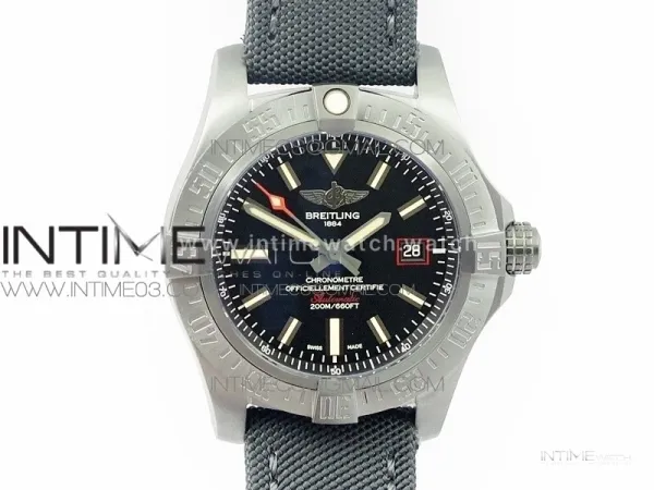 AVENGER BLACKBIRD V17311 Ti DLC 1:1 Best Edition Black Dial on Nylon Strap A2824