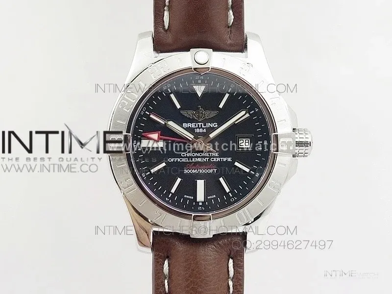 Seawolf SS Black Stick Marker Dial on Leather strap A2836