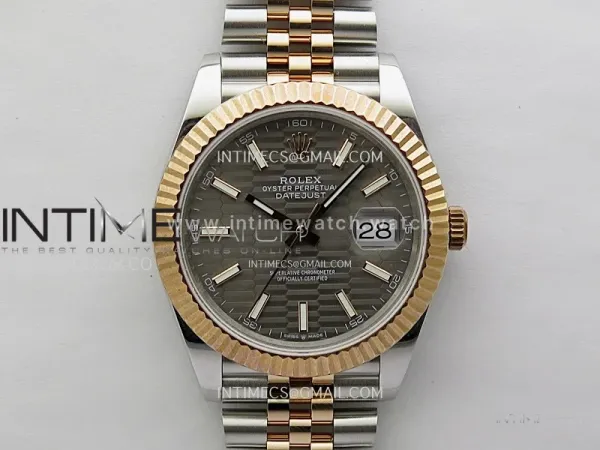 DateJust 126331 904L SS/RG JDF 1:1 Best Edition Gray Fluted Dial Stick Markers on Jubilee SS/RG Bracelet