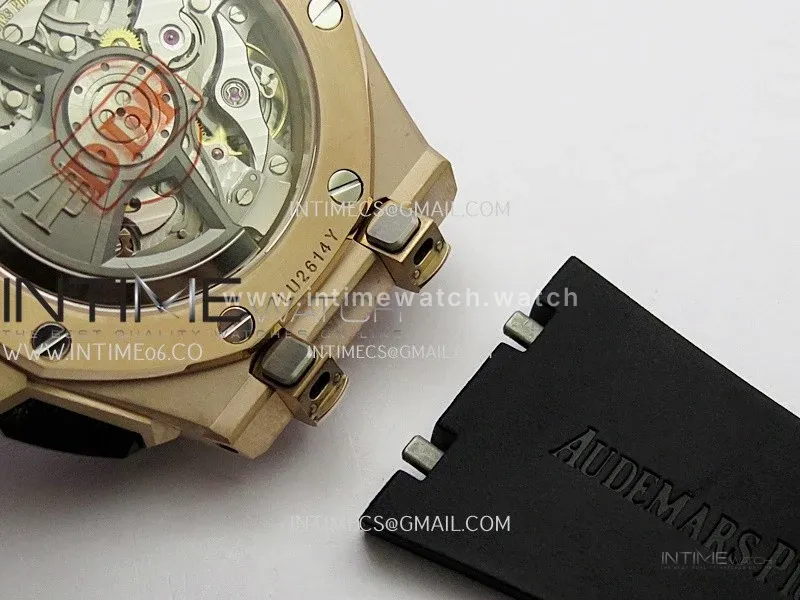 Royal Oak Offshore 43mm 26420 Ceramic Bezel RG Gain Weight DDF 1:1 Black Dial On Black Rubber Strap DD4401 Super Clone