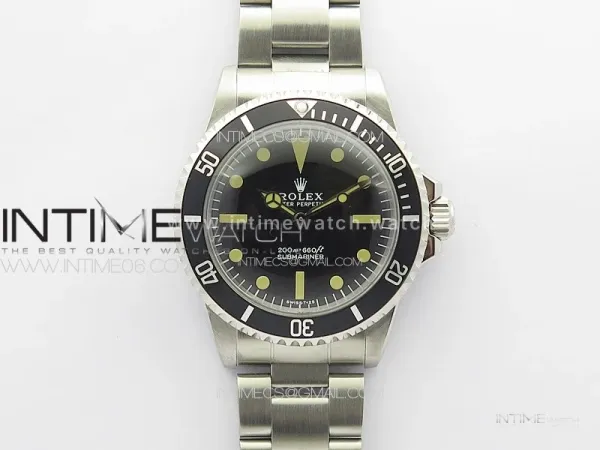 Vintage Submariner 5513 No Date SS B12 Best Edition Black Dial on SS Bracelet A2836 (Style5)