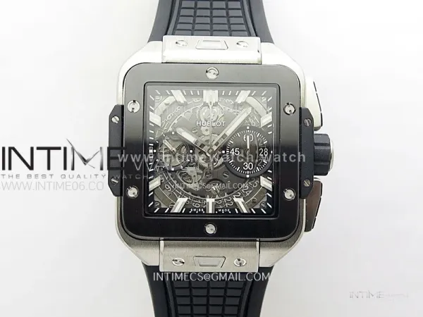 Square Bang Unico 42mm Titanium/Ceramic BBF 1:1 Best Edition Skeleton Dial on Black Rubber Strap A1280