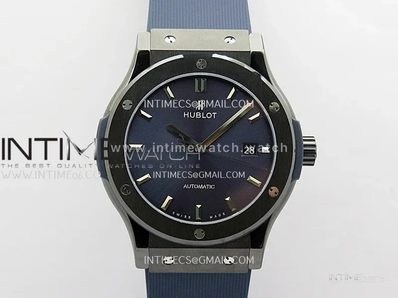 Classic Fusion 42mm Ceramic JJZF 1:1 Best Edition Blue Dial On Blue Rubber Strap