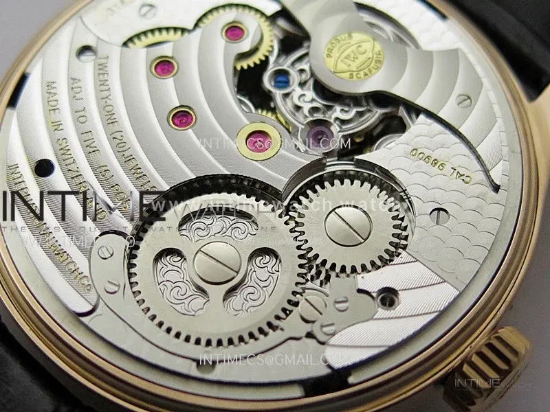 Portuguese Tourbillon Power Reserve RG AXF White Dial RG Numbers moonphase on Black Leather Strap