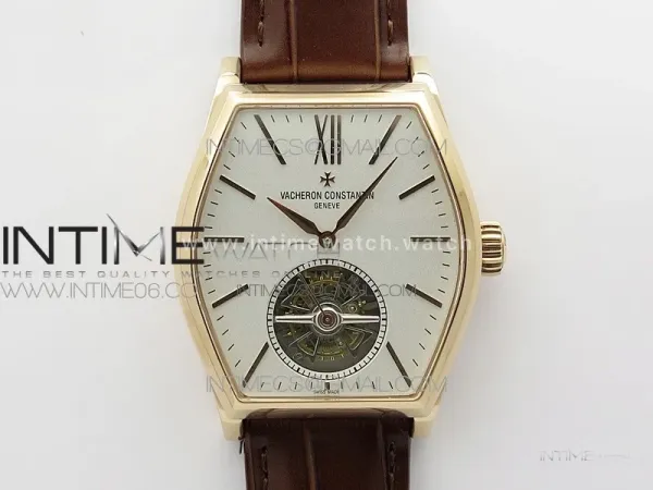 Malte Tourbillon RG VCR Best Edition White Dial on Brown Croco Leather Strap