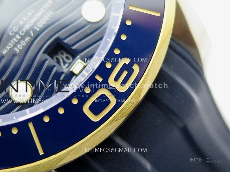 Seamaster 300M Chrono Blue Ceramic Bezel SS/YG N1F 1:1 Best Edition Blue Dial on Blue Rubber Strap A9900