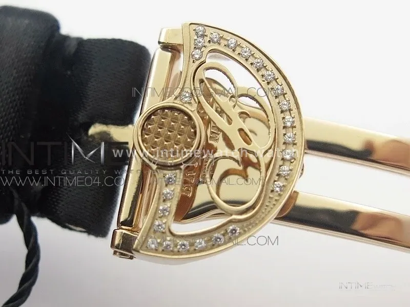 Reine de Naples 8918BB RG ZF 1:1 Best Edition White MOP Dial Diamonds Bezel on Black Fabric Strap A537