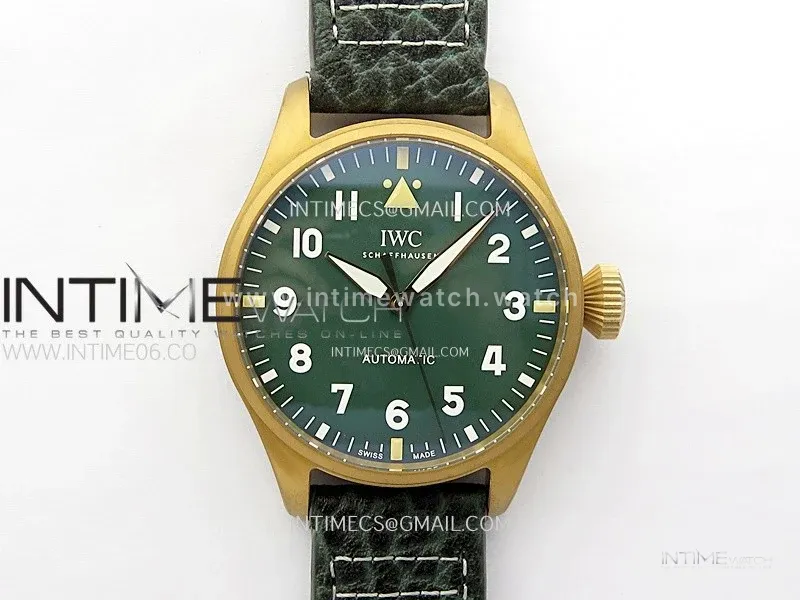 Big Pilot IW329702 Bronze M+F 1:1 Best Edition Green Dial On Brown Leather Strap SEIKO 8N-24
