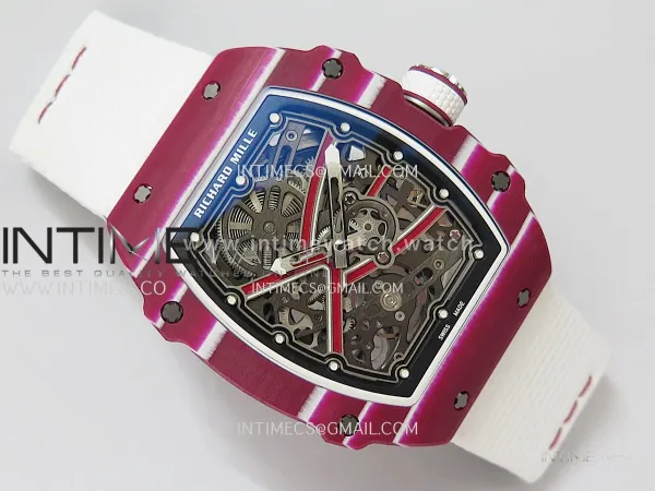 RM67-02 Mutaz Red NTPT Umi Office 1:1 Beat Edition Red Skeleton Dial On White Nylon Strap Super Clone CRMA7 V3