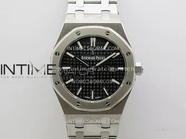 Lady Royal Oak 33mm 67651 SS A7F 1:1 Best Edition Black Textured Dial on SS Bracelet Ronda Quartz to AP Cal.2713