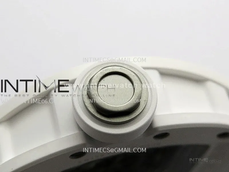 RM055 White Ceramic Umi Office 1:1 Best Edition Skeleton Dial White Rubber Strap RMUL2 Super Clone (Free Sprung)