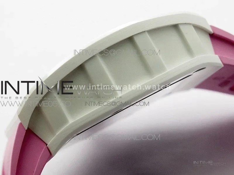 RM055 White Ceramic KVF Best Edition Skeleton Dial on Pink Rubber Strap MIYOTA8215 V3