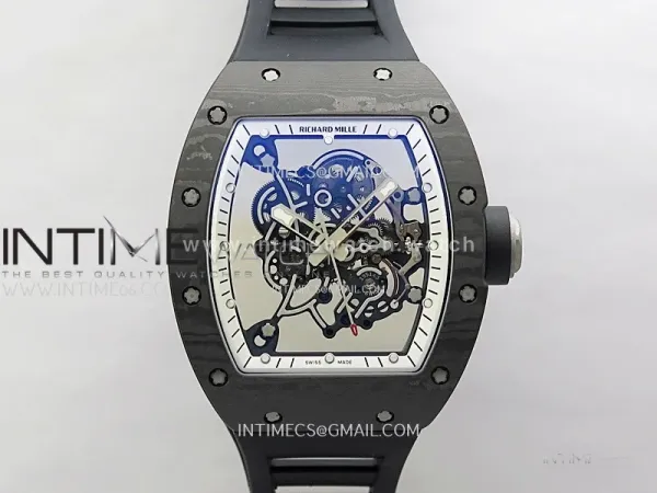 RM055 White inner Bezel Black Crown NTPT/Ti ZF 1:1 Best Edition on Black Rubber Strap RMUL2 Super Clone