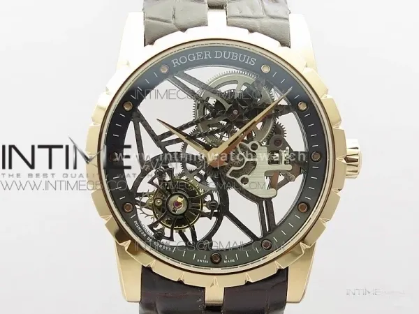 Excalibur Rddbex0393 RG BBR Best Edition Skeleton Dial on Brown Leather Strap A2136 Tourbillon V4