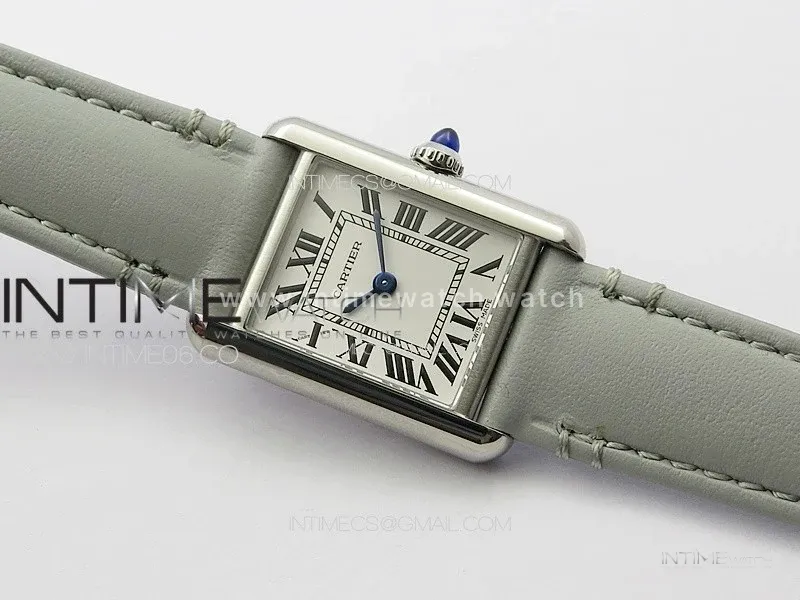 Tank Louis Ladies 22mm SS 8848F 1:1 Best Edition White Dial on Gray Leather Strap Ronda Quartz