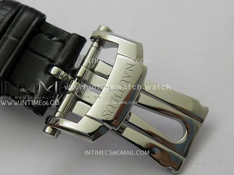 Nautilus 5722G SS/T Diamonds PPF 1:1 Best Edition Blue Dial on Black Leather Strap A240 Super Clone