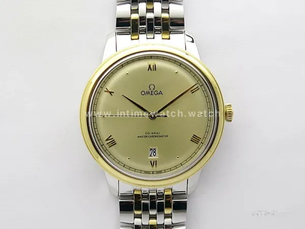 De Ville 40mm SS/YG GTF 1:1 Best Edition Gold Dial on SS/YG Bracelet A8000(Free Leather Straps)